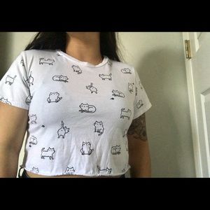 Cat Design Crop Top